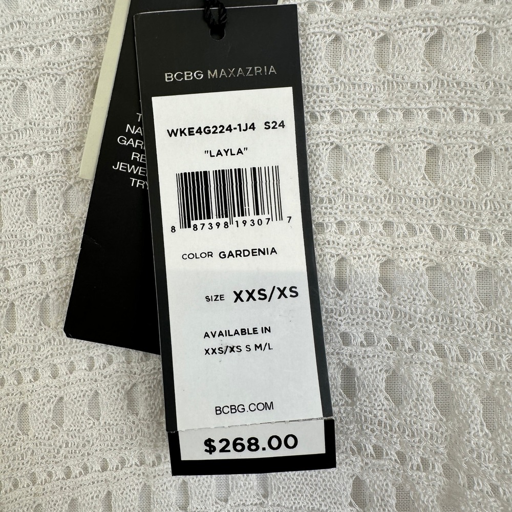 BCBG Max Azria Layla Knit Cardigan Bone Open Front XXS/XS - Picture 7 of 13